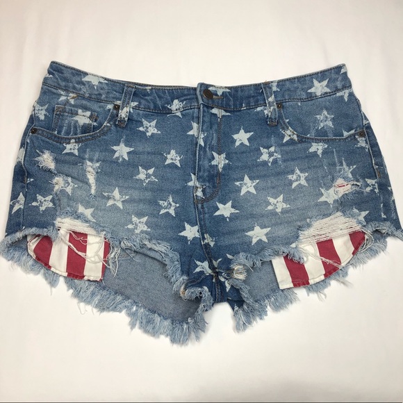 Mossimo Supply Co. Pants - Mossimo High Rise American Flag Shorts Size 12